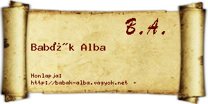 Babák Alba névjegykártya